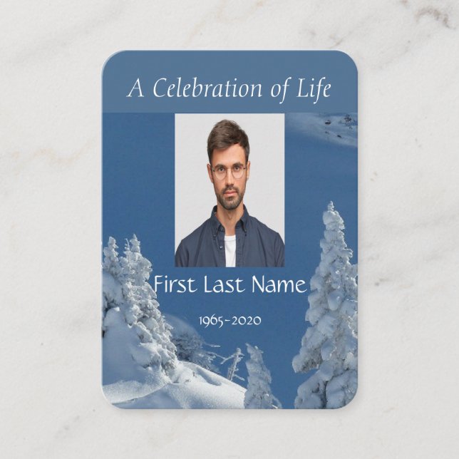 Carte De Visite Service commémoratif personnalisé Beau ski de mont (Devant)