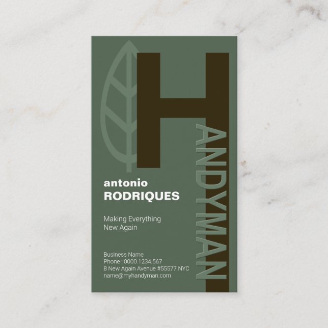 Carte De Visite Service créatif de relief de bricoleur (Devant)