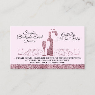 Carte De Visite Service de barman de cocktails pétillants