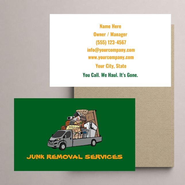 Carte De Visite Service de camion de ramassage de déchets et d'enl (Créateur téléchargé)