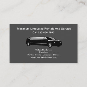 Carte De Visite Service de chauffeur de limousine chic