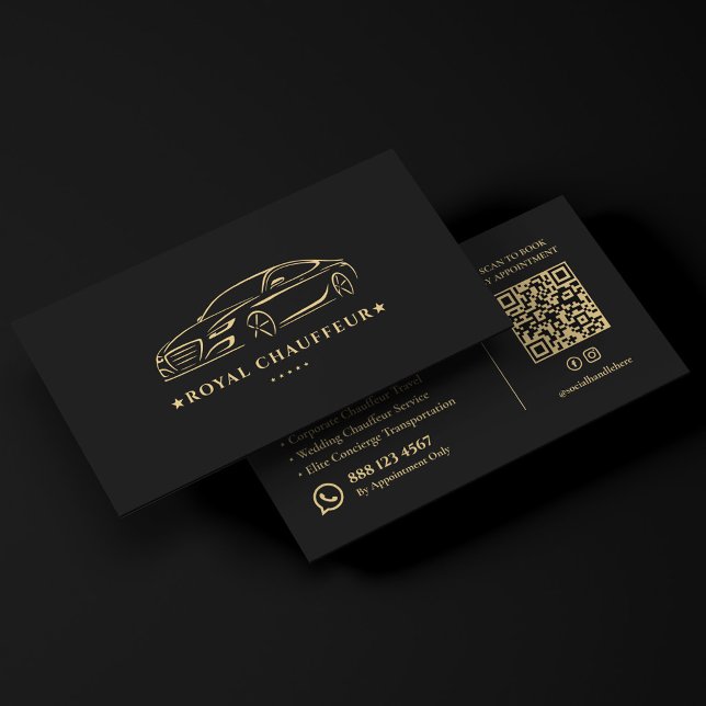 Carte De Visite Service de Chauffeur de Luxe Privé Exécutif Noir (Luxury Chauffeur Service Private Executive Black Business Card
)