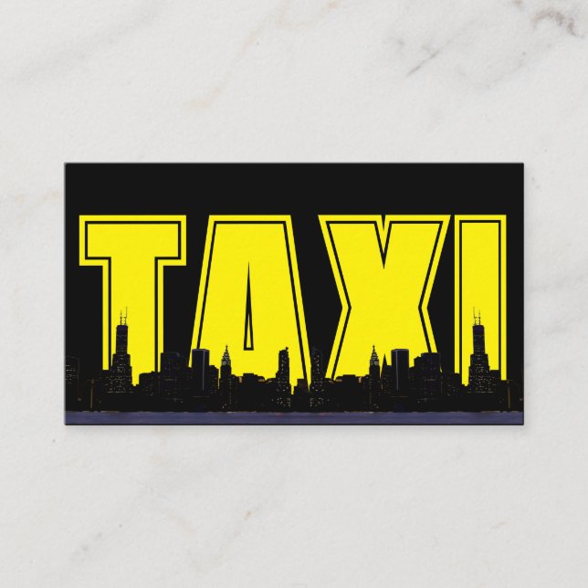 Carte De Visite Service de chauffeur de taxi de nuit TAXI jaune (Devant)