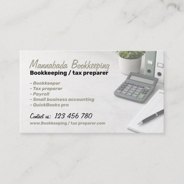 Carte De Visite Service de comptabilité et de préparation de décla (Devant)