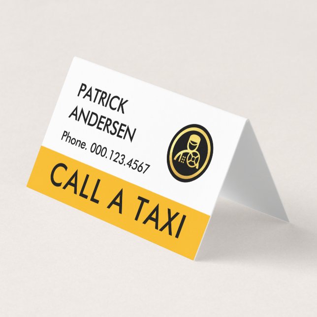 Carte De Visite Service de Conduite de Taxi Jaune (Devant)
