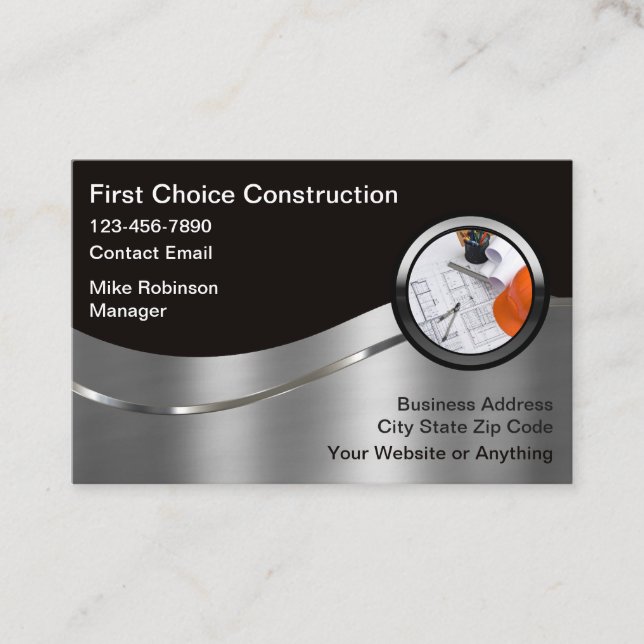 Carte De Visite Service de construction moderne le plus cool  (Devant)