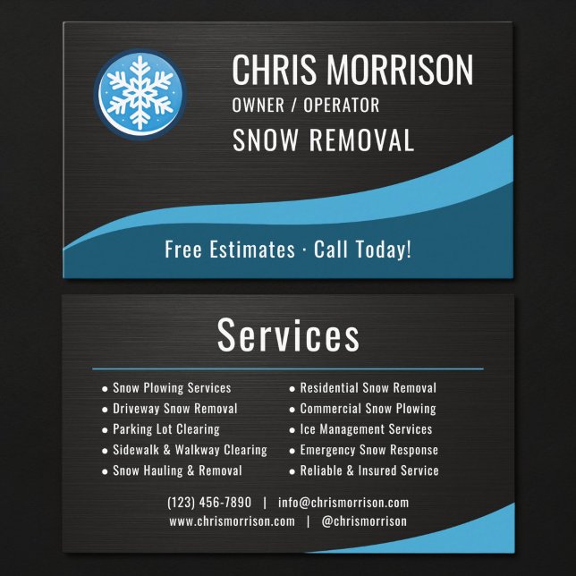 Carte De Visite Service de déneigement Métallique (Créateur téléchargé)