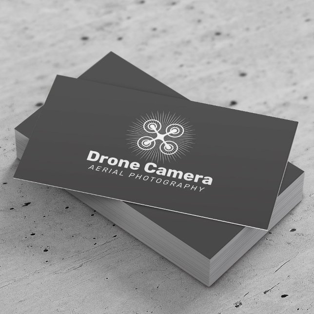 Carte De Visite Service de drone Photographie aérienne Élégant gri (Créateur téléchargé)
