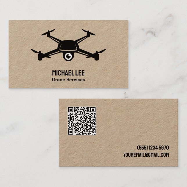 Carte De Visite Service de drone QR personnalisé (Devant / Derrière)