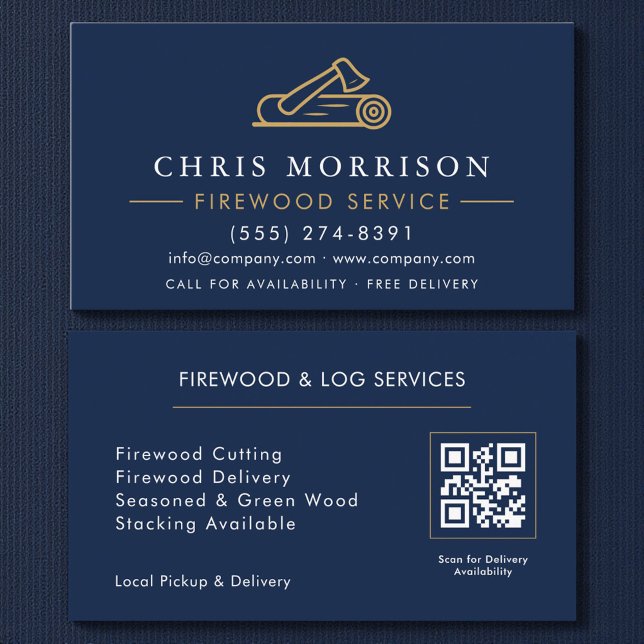Carte De Visite Service de fourniture de bois de chauffage Code QR (Créateur téléchargé)