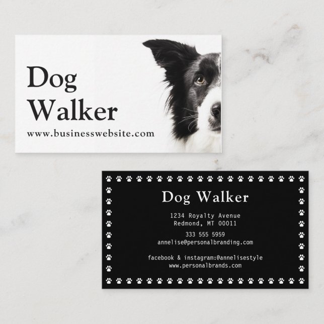 Carte De Visite Service de garde d'animaux de compagnie promenade  (Devant / Derrière)