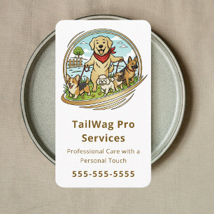 Carte De Visite Service de garde de chiens heureux, de promenade e