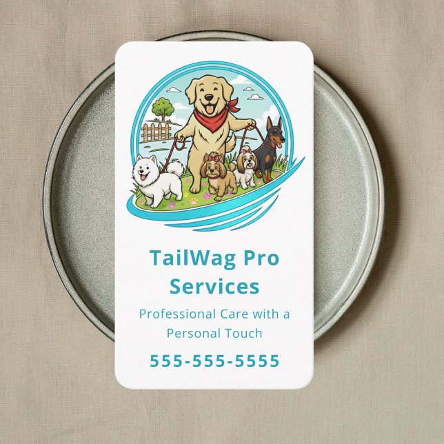 Carte De Visite Service de garde de chiens heureux Promeneur de ch (Créateur téléchargé)