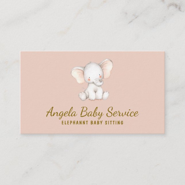 Carte De Visite Service de garde pour bébé Elephant (Devant)