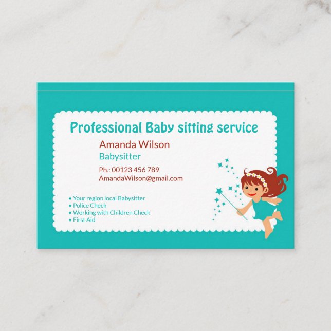 Carte De Visite Service de garde pour bébés (Devant)