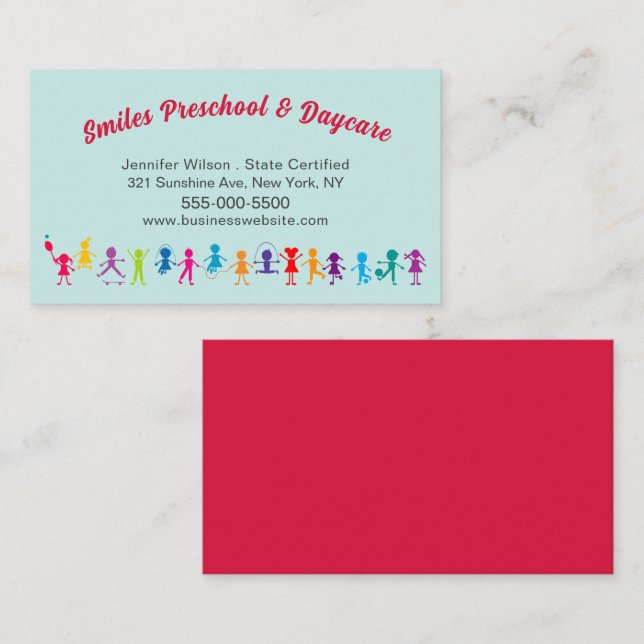 Carte De Visite Service de garderie pour enfants (Devant / Derrière)