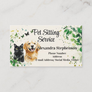 Carte De Visite Service de gardiennage d'animaux Aquarelle Papillo