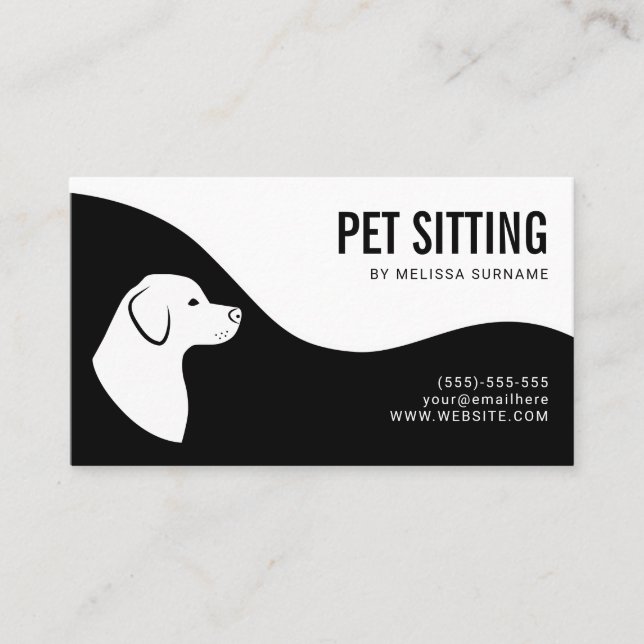 Carte De Visite Service de gardiennage d'animaux Silhouette de chi (Devant)