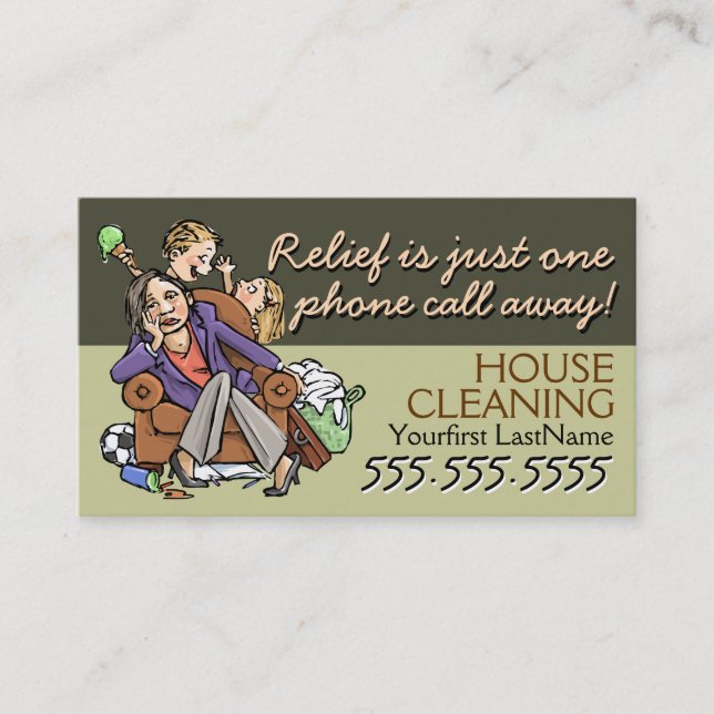 Carte De Visite Service de Housecleaning.Maid. Texte/couleur faits (Devant)