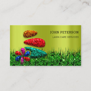 Carte De Visite Service de jardinage de pelouse Paysage Logo Vert