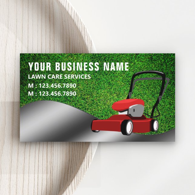 Carte De Visite Service de jardinage Red Lawn Mower Coupe de gazon (Créateur téléchargé)