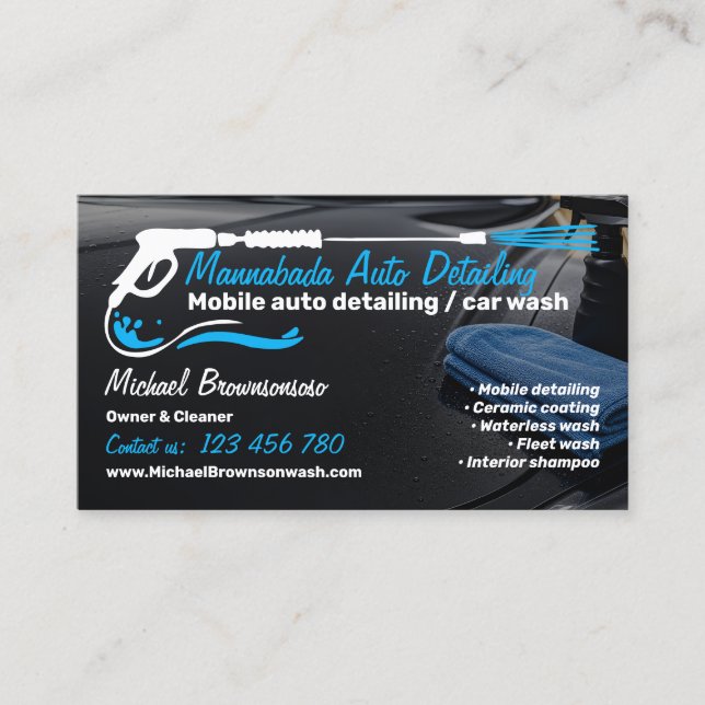 Carte De Visite Service de lavage de voiture de detailing automobi (Devant)