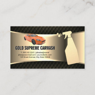 Carte De Visite Service de lavage de voiture Gold Metallic   Orang