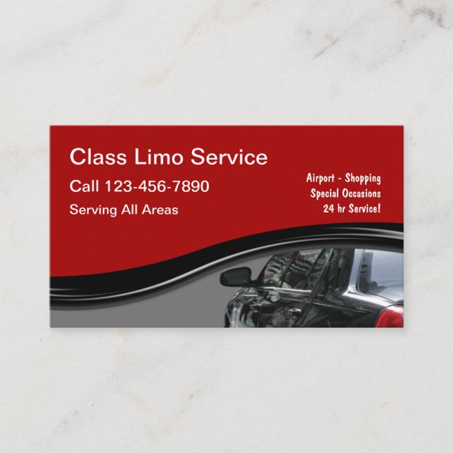 Carte De Visite Service de Limousine Classe (Devant)