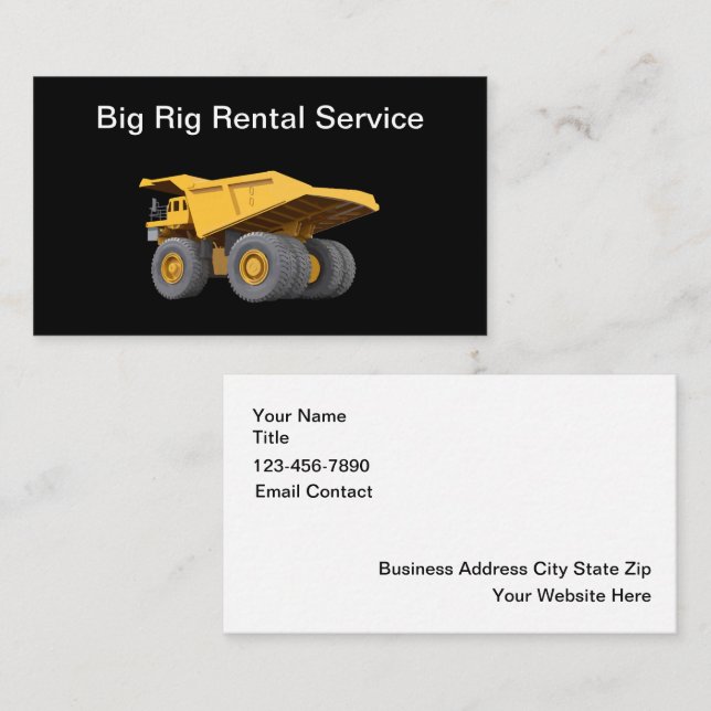 Carte De Visite Service De Location De Construction Big Rig (Devant / Derrière)