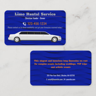 Carte De Visite Service De Location Et De Conducteur Limo   Luxe