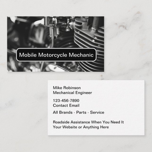 Carte De Visite Service de mécanicien mobile pour motos (Devant / Derrière)