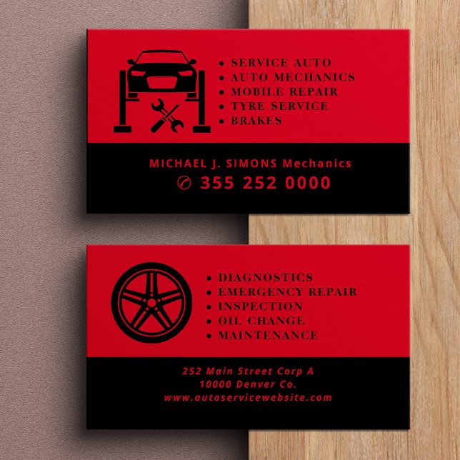 Carte De Visite Service de mécanicien mobile professionnel de répa (Créateur téléchargé)