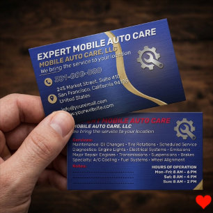 Carte De Visite Service de mécanique personnalisé Réparation de
