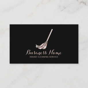 Carte De Visite Service de ménage de la maison Rose Gold Mop Logo 