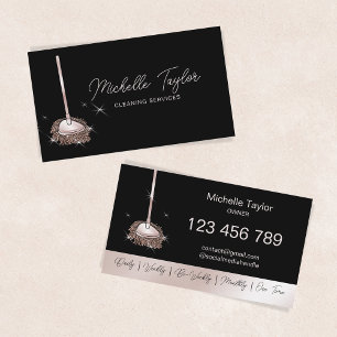 Carte De Visite Service de ménage de ménage de ménage Rose Gold Mo