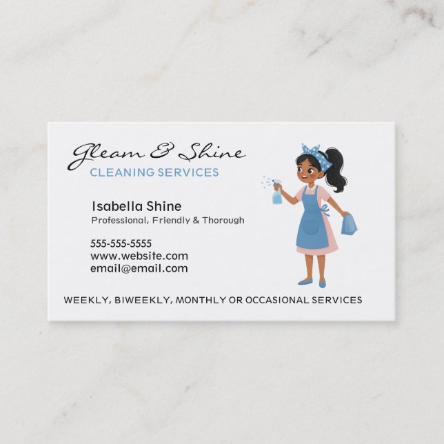 Carte De Visite Service de ménage de ménage professionnel (Devant)