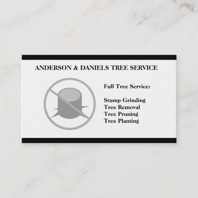 Carte De Visite Service de meulage de retrait d'arbre de pruneau (Devant)