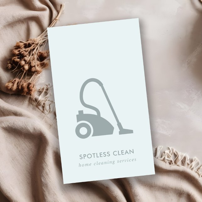 CARTE DE VISITE SERVICE DE NETTOYAGE AQUA BLUE SIMPLE VACUUM (Créateur téléchargé)