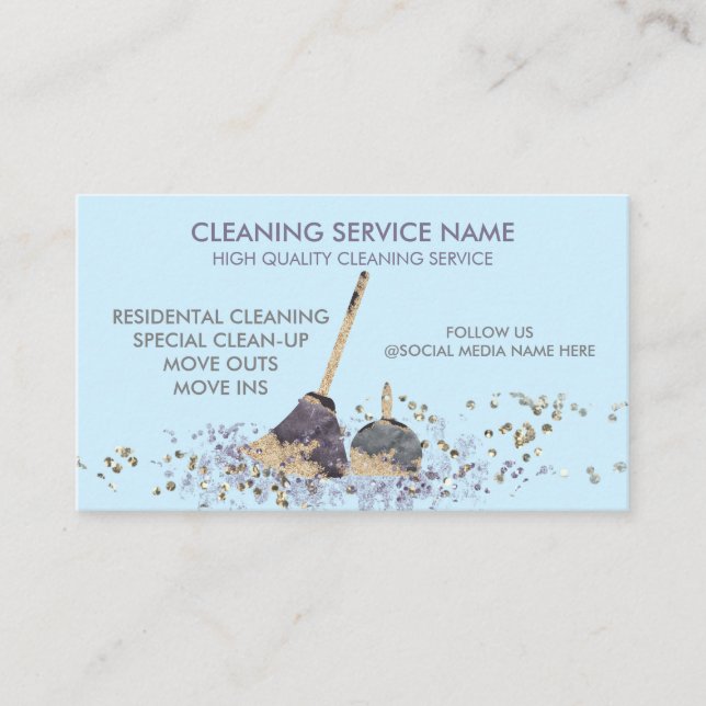 Carte De Visite Service de nettoyage Blue Classy Dirty (Devant)