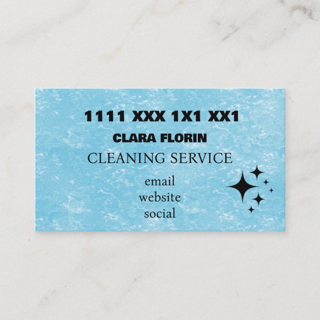 Carte De Visite Service de nettoyage Blue Marble (Devant)