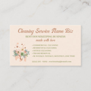 Carte De Visite Service de nettoyage Blush Floral Janitorial