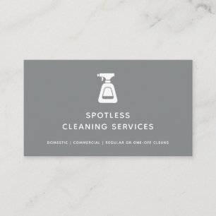 Carte De Visite Service De Nettoyage Bouteille De Spray Gris Maid
