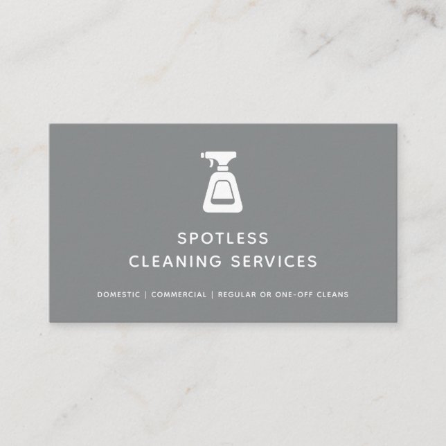 Carte De Visite Service De Nettoyage Bouteille De Spray Gris Maid (Devant)