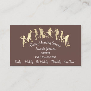 Carte De Visite Service de nettoyage classique Logo Gold Maid Brow