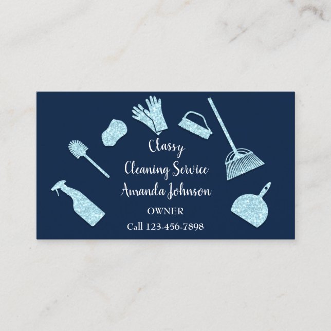 Carte De Visite Service de nettoyage classique Logo Or Maid Glam B (Devant)