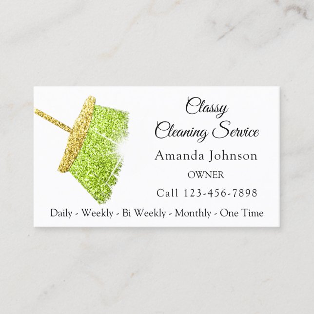 Carte De Visite Service de nettoyage classique Maid Gold MintSpark (Devant)
