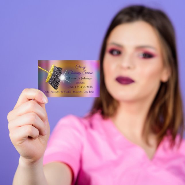 Carte De Visite Service de nettoyage classique Maid Gold Silver Ho (Créateur téléchargé)