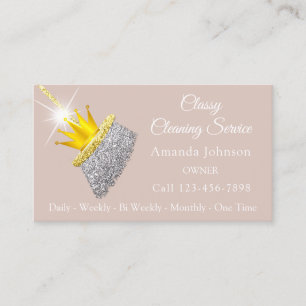 Carte De Visite Service De Nettoyage Classique Maid Ivory Broom Cr
