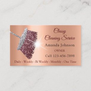 Carte De Visite Service De Nettoyage Classique Peach En Argent Ros