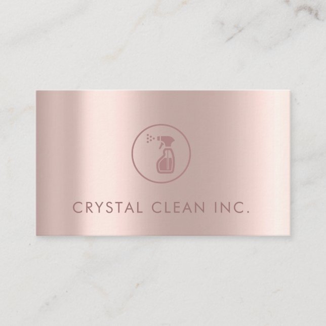 Carte De Visite Service de nettoyage classique Rose Or simple (Devant)
